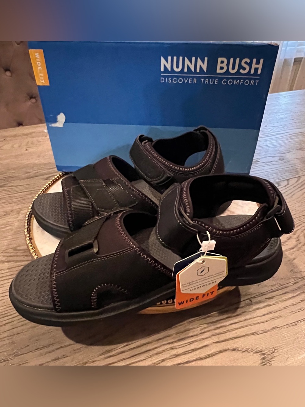 Nunn Bush Men’s Rio Vista Adjustable Strap Black Sandals | SZ. 9W (NWB) - Picture 3 of 7